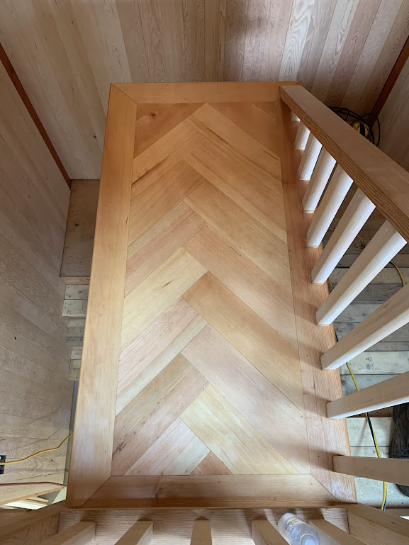 Herringbone hardwood flooring