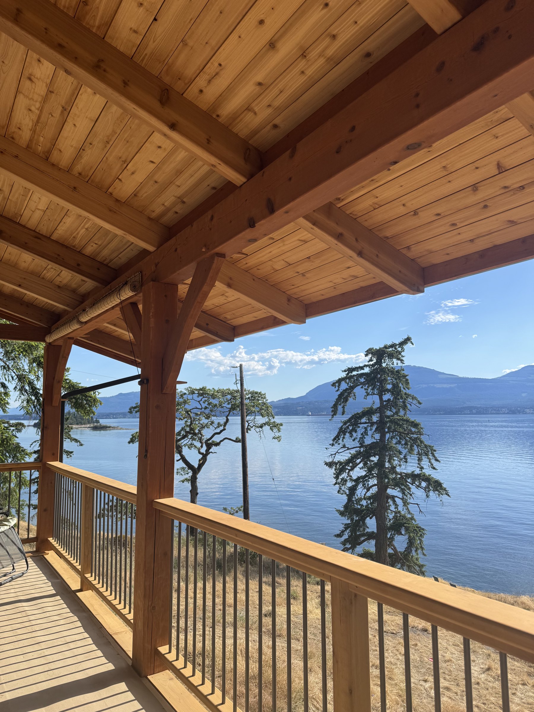 Covered porch + lake view